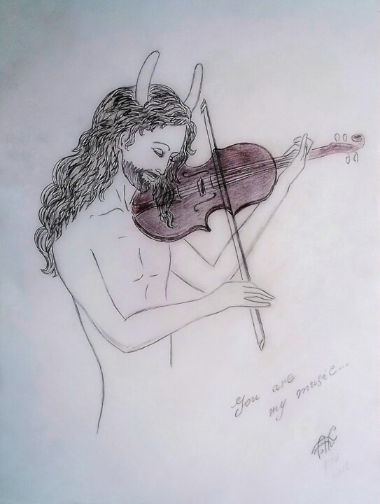 Desenho intitulada "You are my Music" por Karolina Ingo (Karolina Navi -Ingo), Obras de arte originais, Lápis