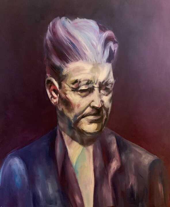 Painting titled "David Lynch" by Karolina Naichuk, Original Artwork, Oil