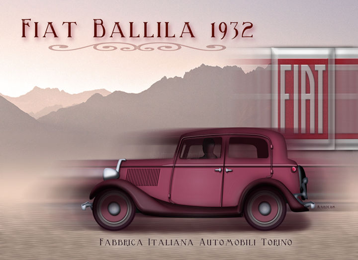 Arts numériques intitulée "Fiat Ballila" par Karolus, Œuvre d'art originale, Peinture numérique