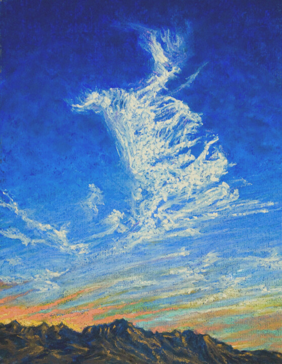 Peinture intitulée "Apparition du soir…" par Karolus, Œuvre d'art originale, Pastel