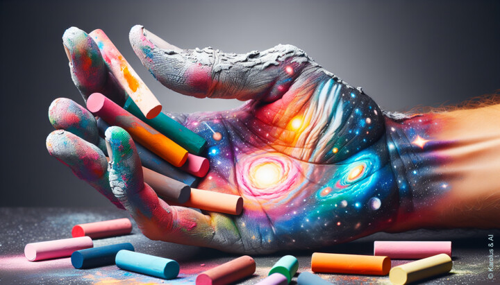 Arts numériques intitulée "La main du pastells…" par Karolus, Œuvre d'art originale, Image générée par l'IA