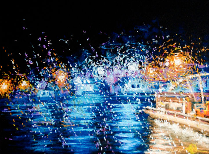 Voir dans une pièce Œuvre d'art: Un soir de pluie ... Etude 1, Nuit parisienne