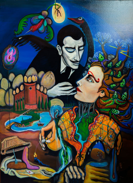 Painting titled "Dali et Gala: les E…" by Karotte, Original Artwork, Acrylic