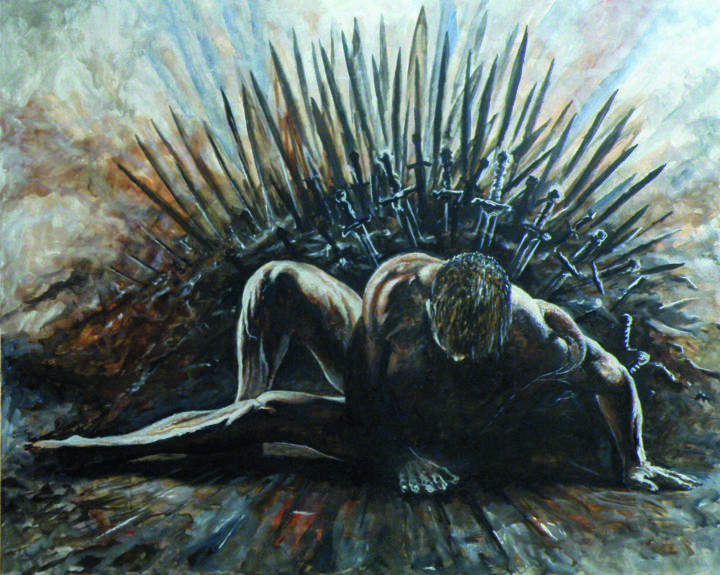Картина под названием "Трон" - Belar, Подлинное произведение искусства, Масло Установлен на Деревянная рама для носилок