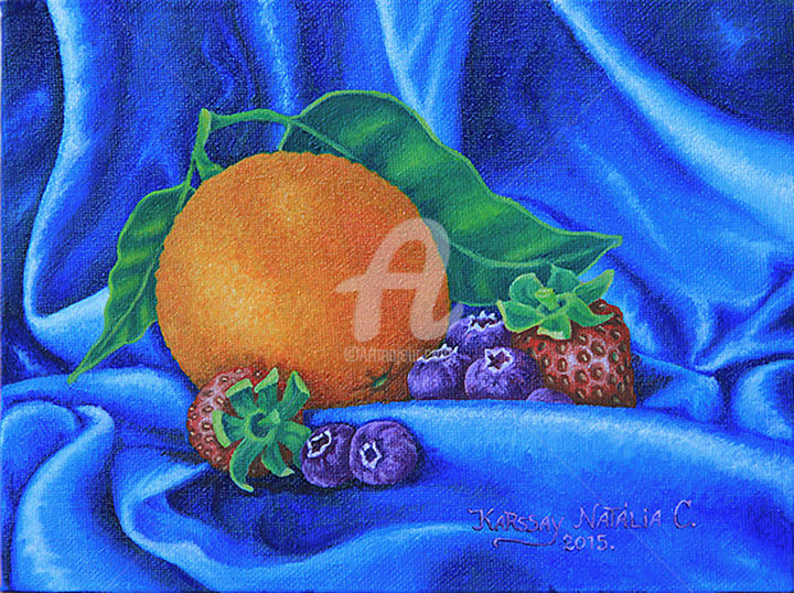 Painting titled "Fruits – orange" by Karssay Natália Constancia, Original Artwork, Oil