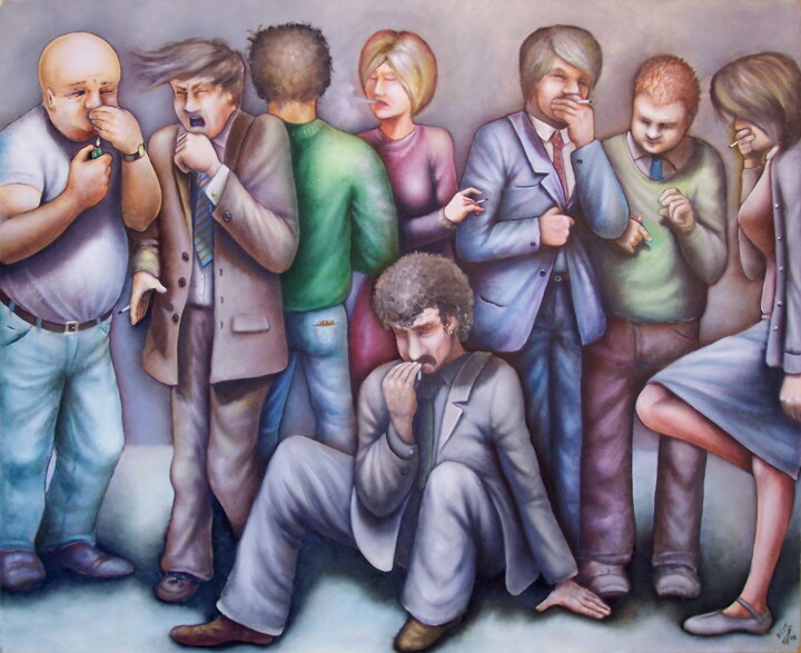 Painting titled "The Outsiders" by Karsten Stier, Original Artwork, Oil Mounted on Wood Stretcher frame