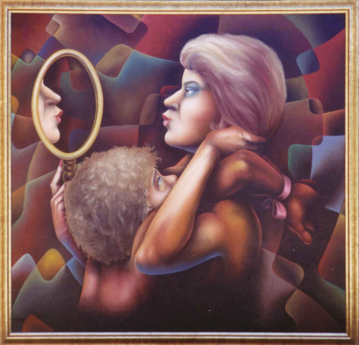 Painting titled "The Love Affair." by Karsten Stier, Original Artwork, Oil Mounted on Wood Stretcher frame