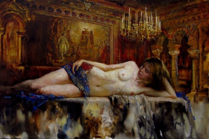 Malerei mit dem Titel "Morning of princess" von Andrei Kartashov, Original-Kunstwerk, Öl