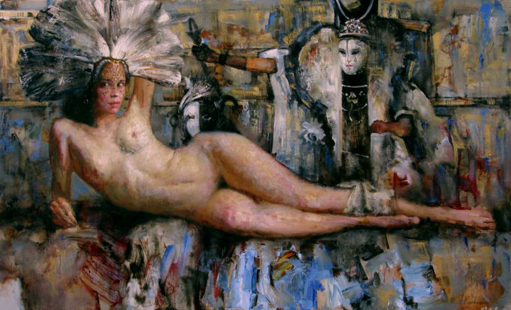 Painting titled "Dream at the Veneti…" by Andrei Kartashov, Original Artwork, Oil