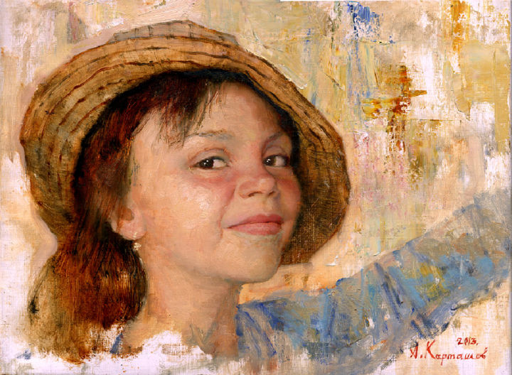 Painting titled "Lika" by Andrei Kartashov, Original Artwork, Oil