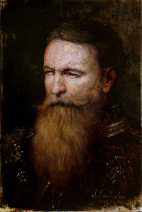Painting titled "Old admiral" by Andrei Kartashov, Original Artwork, Oil