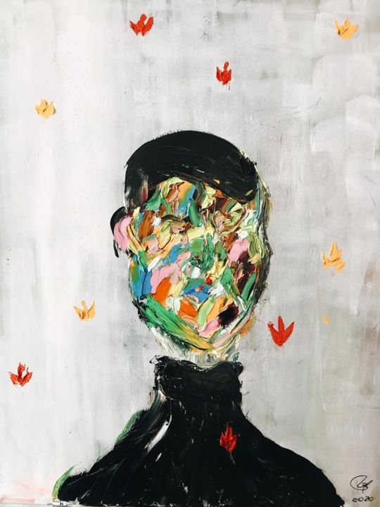 Painting titled "Covidboy" by Katerina Nowakowska, Original Artwork, Acrylic