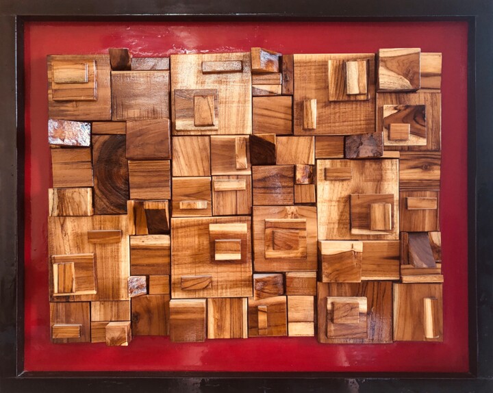 Collages titled "The Wood City" by Kartik Singh, Original Artwork, Collages Mounted on Other rigid panel