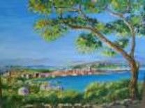 Peinture intitulée "antibes,vue de la g…" par Karysa, Œuvre d'art originale