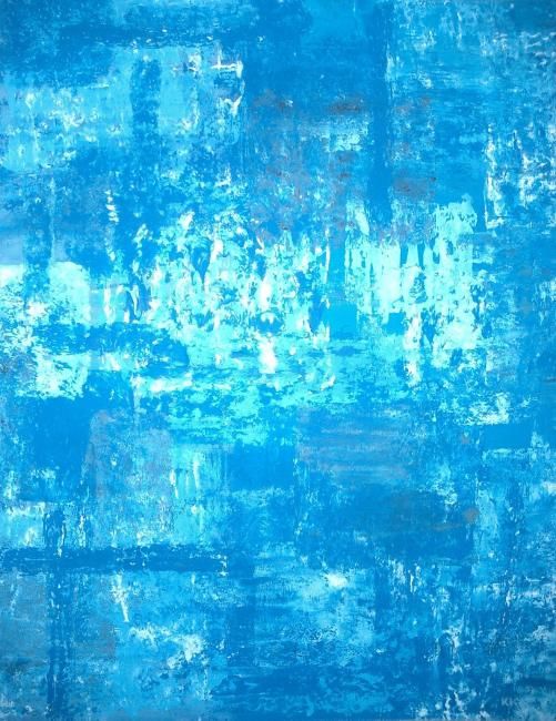 Peinture intitulée "Blue Lagoon" par Karine Sarramiac, Œuvre d'art originale, Huile