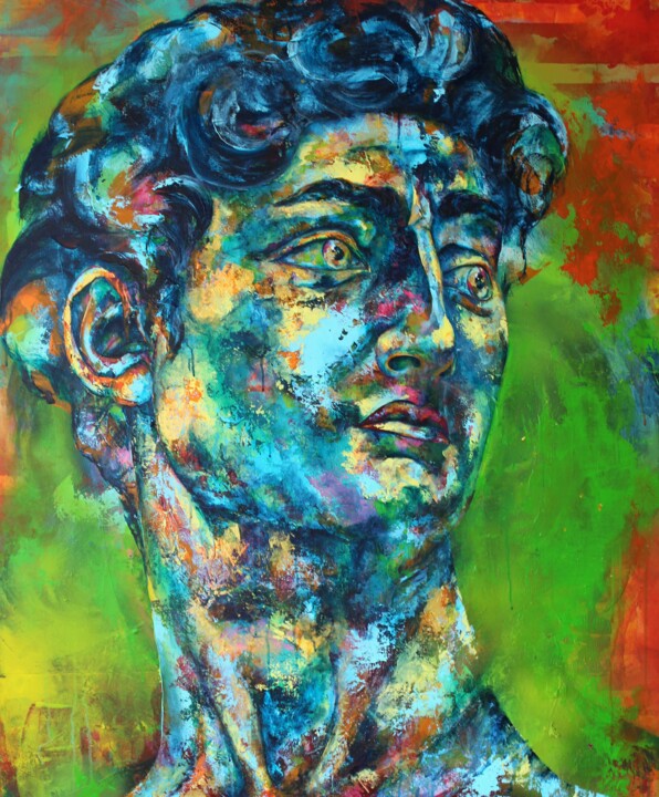 Painting titled "David" by Kascho, Original Artwork, Acrylic Mounted on Wood Stretcher frame