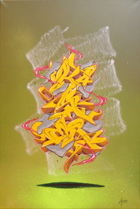 Peinture intitulée "Swirl style" par Kaser, Œuvre d'art originale, Bombe aérosol Monté sur Châssis en bois