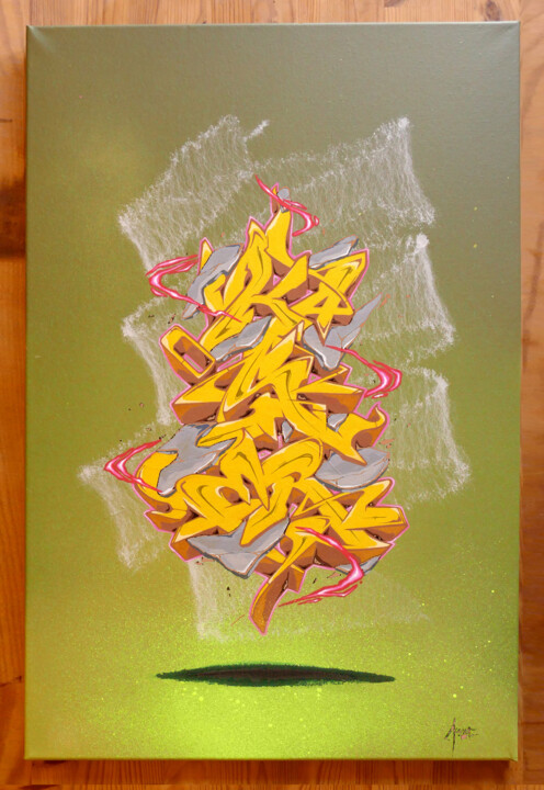 Schilderij getiteld "swirl style" door Kaser, Origineel Kunstwerk, Acryl Gemonteerd op Frame voor houten brancard
