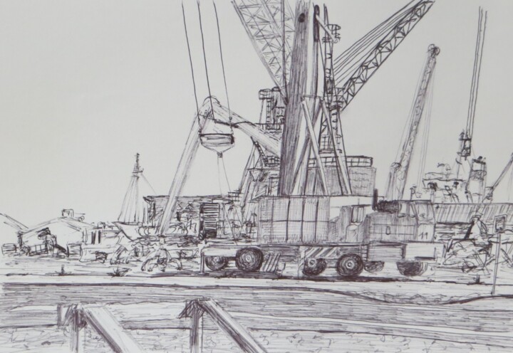Dibujo titulada "harbour" por Kash, Obra de arte original, Bolígrafo