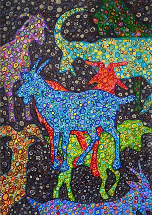 Rysunek zatytułowany „Goats” autorstwa Kasia Laskowska, Oryginalna praca, Marker