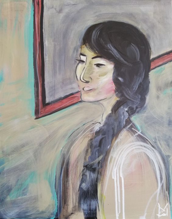 Painting titled "A woman in a museum" by Ka.M, Original Artwork, Acrylic