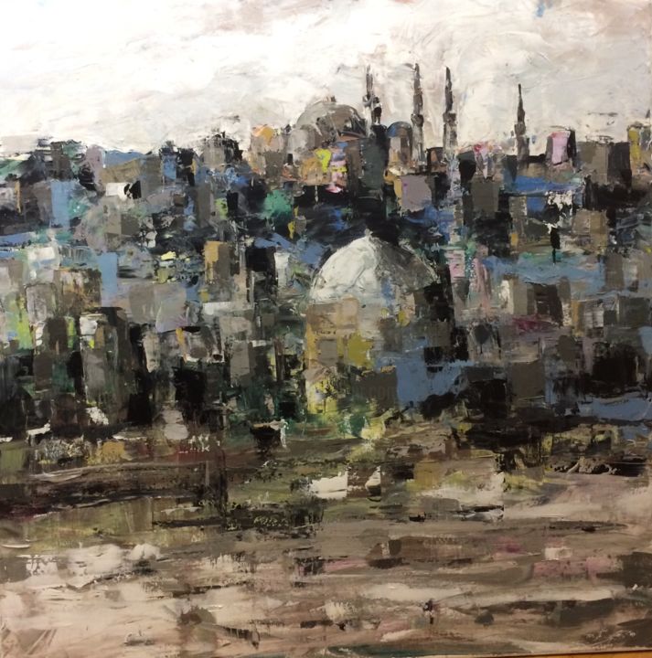 Peinture intitulée "Istanbul" par Kasif Gundogdu, Œuvre d'art originale, Huile