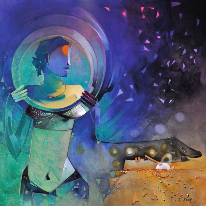 Pittura intitolato ""Share your Eyes, a…" da Kasim Kanasavi, Opera d'arte originale, Acrilico
