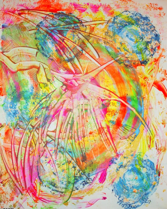 Peinture intitulée "Rainbow ©" par Kasiopea, Œuvre d'art originale, Acrylique