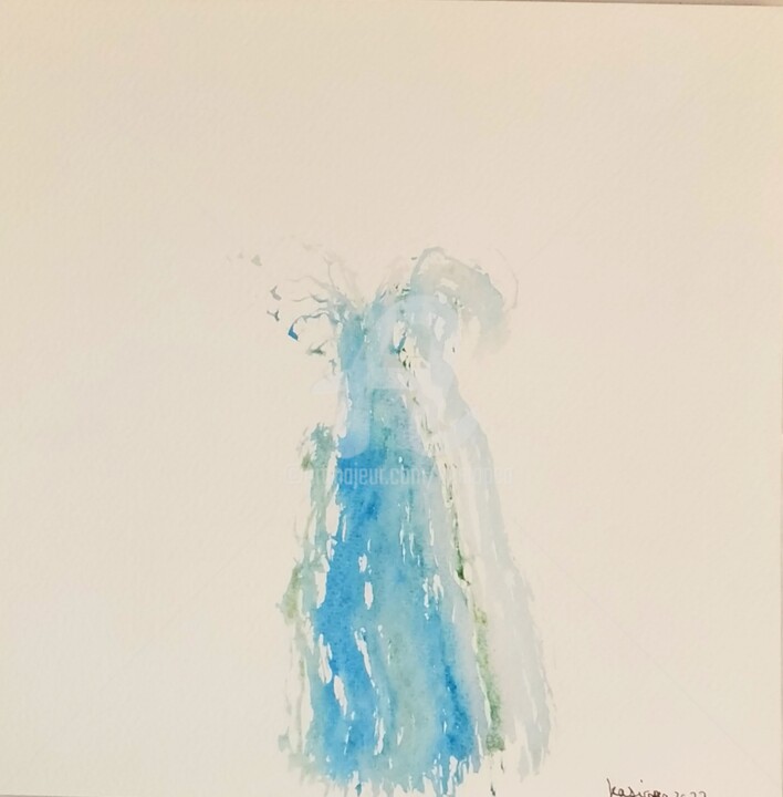 Dessin intitulée "Robe source de plui…" par Kasiopea, Œuvre d'art originale, Gouache