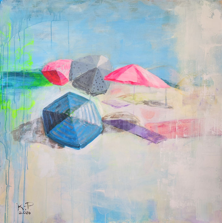 Painting titled "3 pm" by Kasia Pawlak, Original Art, Acrylic Mounted on Stretcher frame
