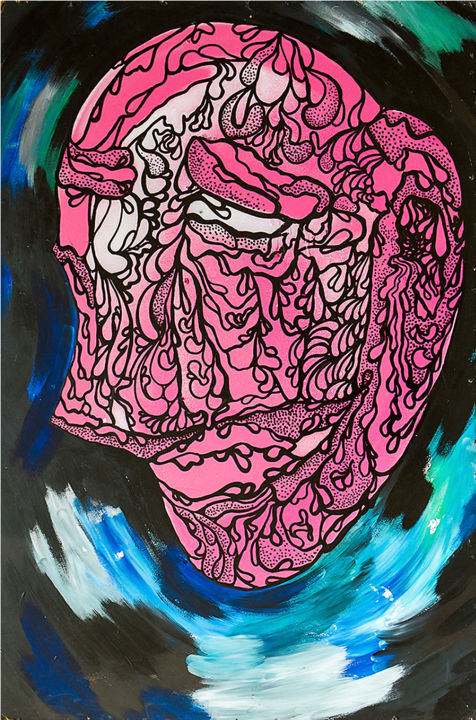 Painting titled "pink face / розовое…" by Kaspar Pylinski, Original Artwork