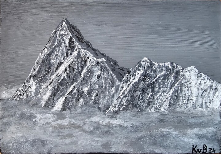 Malerei mit dem Titel "Finsteraarhorn scha…" von Kaspar Von Bergen- Mountainart, Original-Kunstwerk, Acryl Auf Keilrahmen au…
