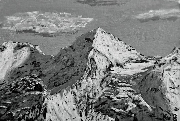 Malerei mit dem Titel "Blümlisalphorn" von Kaspar Von Bergen- Mountainart, Original-Kunstwerk, Acryl Auf Holzplatte montiert