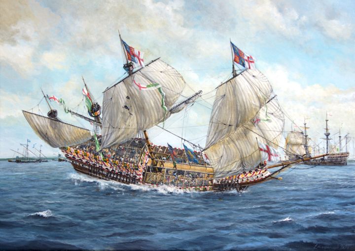 Painting titled "Mary Rose 1545" by Łukasz Kasperczyk, Original Artwork, Oil