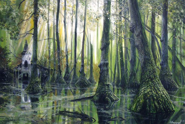 Peinture intitulée "untitled (swamp chu…" par Łukasz Kasperczyk, Œuvre d'art originale, Huile