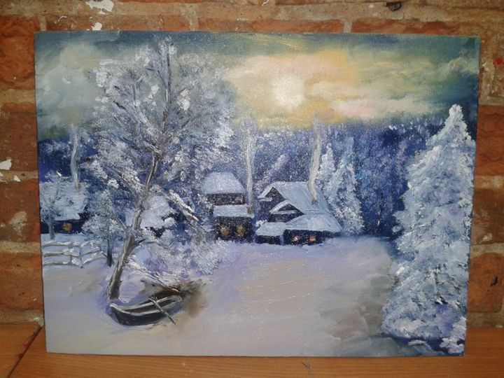 Картина под названием "Зима" - Екатерина Кондукова, Подлинное произведение искусства, Масло