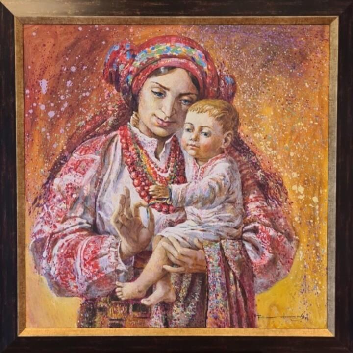 Peinture intitulée "UCRAINIAN MADONNA" par Kata Rudakova, Œuvre d'art originale, Acrylique Monté sur Châssis en bois