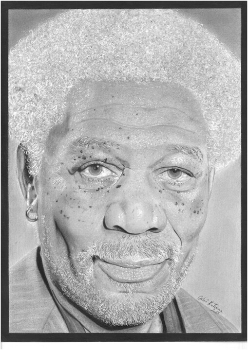 Dessin intitulée "Morgan Freeman" par Katarina Grbic, Œuvre d'art originale, Crayon