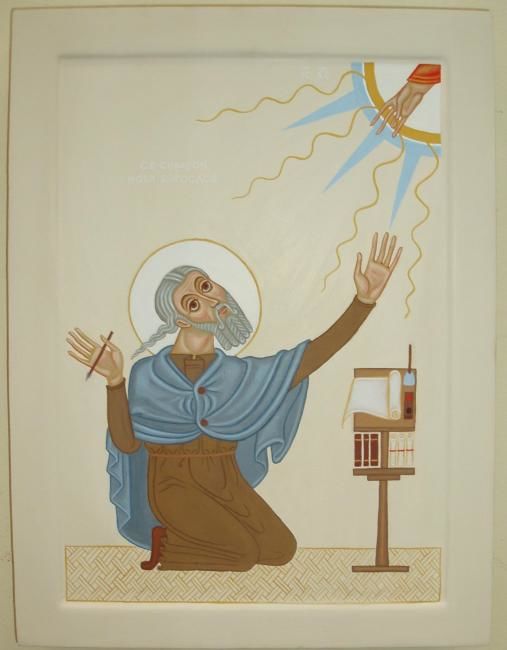 Картина под названием "St. Symeon The New…" - Katarina Fajgelj, Подлинное произведение искусства, Другой