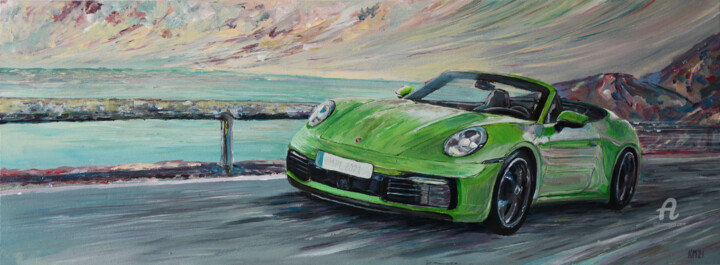 Painting titled "Just Porshe" by Katarzyna Machejek, Original Artwork, Acrylic Mounted on Other rigid panel