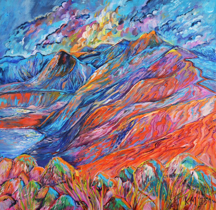 Painting titled "Tatra Mountains" by Katarzyna Machejek, Original Artwork, Oil Mounted on Wood Stretcher frame