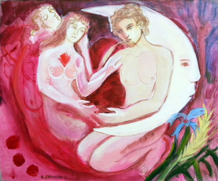 Painting titled "W malinowym chruszc…" by Katarzyna Orthwein, Original Artwork, Acrylic