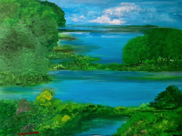 Painting titled "Landscape 20" by Katayoun Dodangeh, Original Artwork, Acrylic