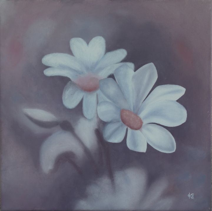 Schilderij getiteld "Marguerites" door Katia Beranger (KatB.Art), Origineel Kunstwerk, Olie