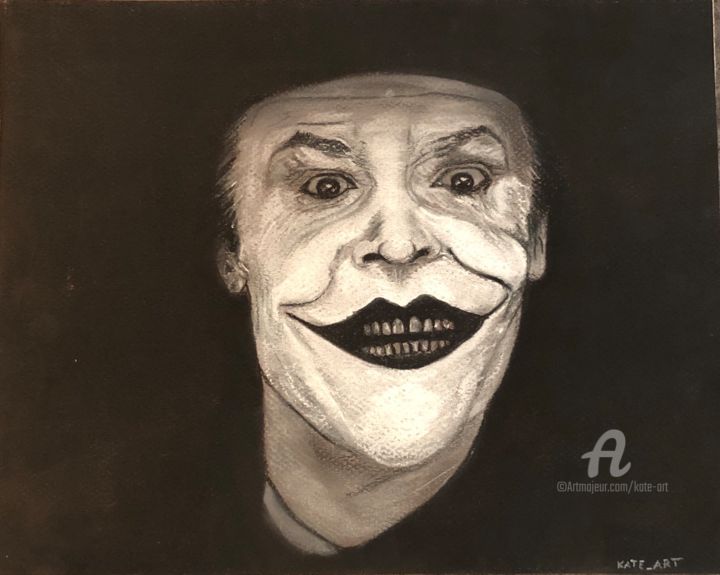 Drawing titled "Joker en noir et bl…" by Kate_art, Original Artwork, Chalk