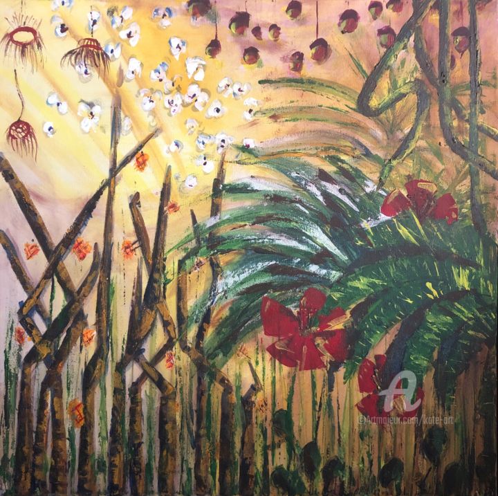Peinture intitulée "Sous la jungle" par Kate_art, Œuvre d'art originale, Acrylique