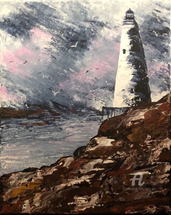 Peinture intitulée "Lighthouse" par Kate_art, Œuvre d'art originale, Acrylique