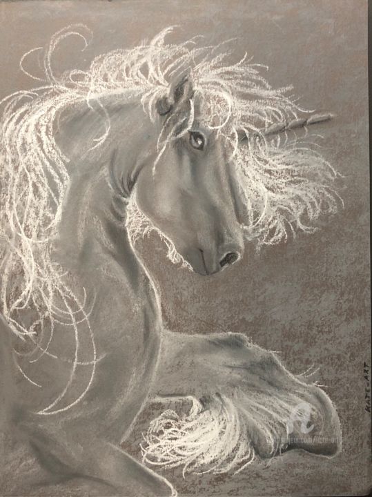 Dessin intitulée "Licorne" par Kate_art, Œuvre d'art originale, Craie