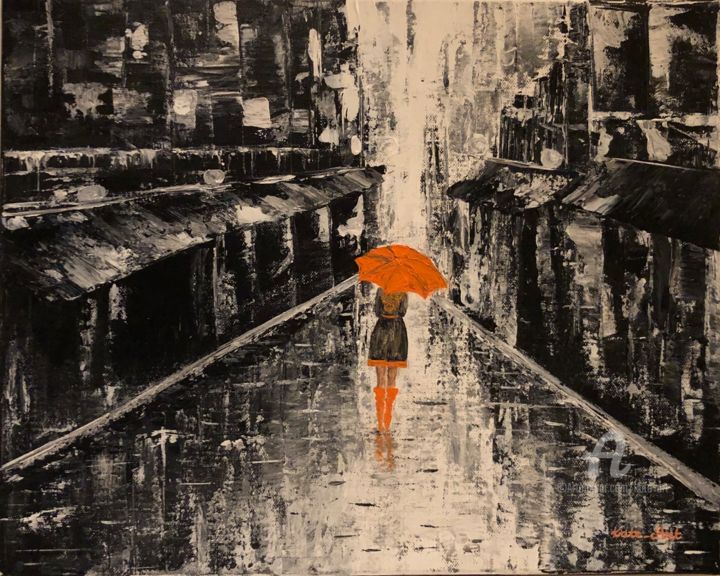 绘画 标题为“In the rain” 由Kate_art, 原创艺术品, 丙烯