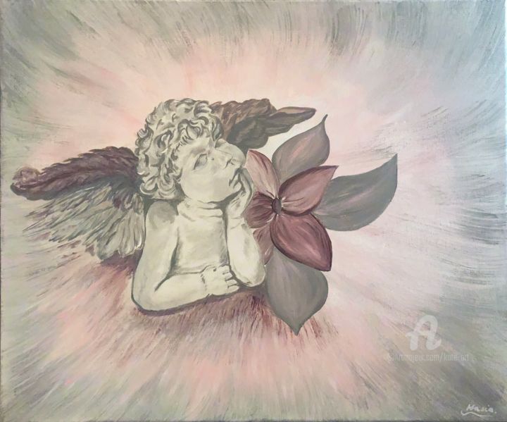 Pintura titulada "Sculpture d'un ange" por Kate_art, Obra de arte original, Acrílico